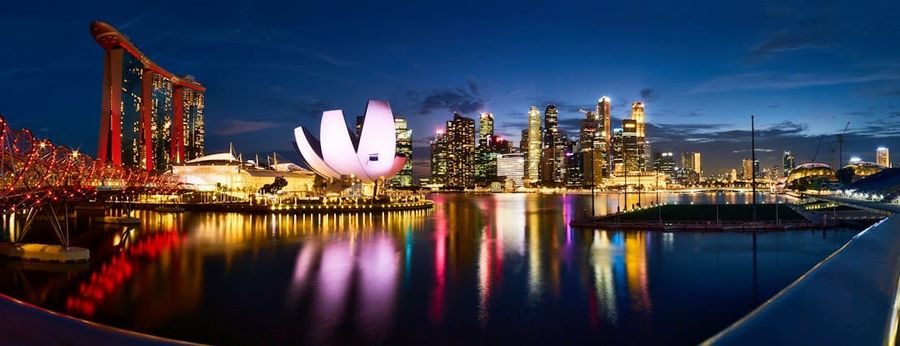 Exterior of Marina Bay Financial Centre in Singapore CBD