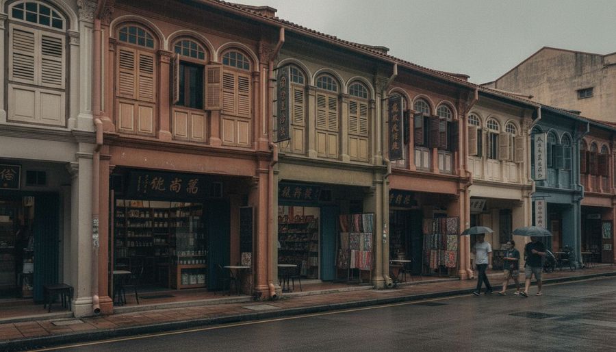 Heritage shophouses along Club Street in Singapore Chinatown