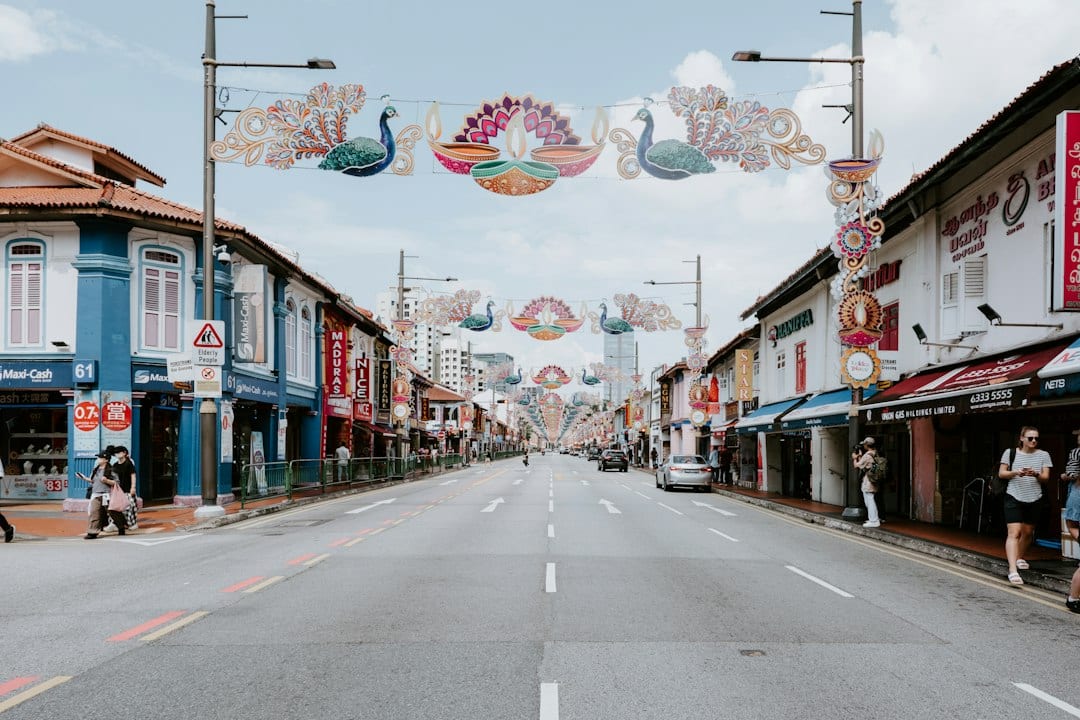 Conserved shophouse row in a Singapore heritage retail district
